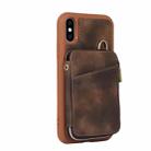 For iPhone XS Max Zipper Card Bag Back Cover Phone Case(Brown) - 2