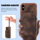 For iPhone XS Max Zipper Card Bag Back Cover Phone Case(Brown) - 3
