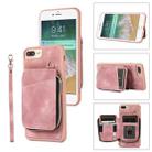 For iPhone SE 2022 / 2020 / 8 / 7 Zipper Card Bag Back Cover Phone Case(Pink) - 1