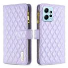 For Xiaomi Redmi Note 12 4G Global Diamond Lattice Zipper Wallet Leather Flip Phone Case(Purple) - 1