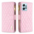 For Xiaomi Redmi Note 12 4G Global Diamond Lattice Zipper Wallet Leather Flip Phone Case(Pink) - 1