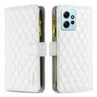 For Xiaomi Redmi Note 12 4G Global Diamond Lattice Zipper Wallet Leather Flip Phone Case(White) - 1