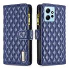 For Xiaomi Redmi Note 12 4G Global Diamond Lattice Zipper Wallet Leather Flip Phone Case(Blue) - 1