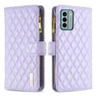 For Nokia G22 Diamond Lattice Zipper Wallet Leather Flip Phone Case(Purple) - 1