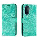For Huawei Enjoy 50 Lace Flower Embossing Flip Leather Phone Case(Green) - 1