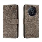For Huawei Enjoy 50 Pro Lace Flower Embossing Flip Leather Phone Case(Grey) - 1