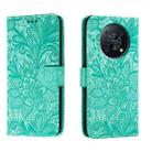 For Huawei Enjoy 50 Pro Lace Flower Embossing Flip Leather Phone Case(Green) - 1