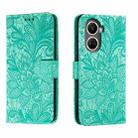 For Huawei nova 10 SE Lace Flower Embossing Flip Leather Phone Case(Green) - 1