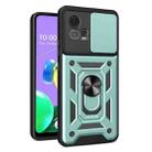 For Motorola Moto G72 Sliding Camera Cover Design TPU+PC Phone Case(Green) - 1