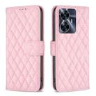 For Realme C55 Diamond Lattice Wallet Leather Flip Phone Case(Pink) - 1