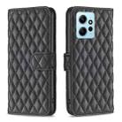 For Xiaomi Redmi Note 12 4G Global Diamond Lattice Wallet Leather Flip Phone Case(Black) - 1