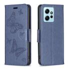 For Xiaomi Redmi Note 12 4G Global Two Butterflies Embossing Leather Phone Case(Blue) - 1