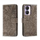 For Honor Play 40 Plus Lace Flower Embossing Flip Leather Phone Case(Grey) - 1