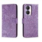 For Honor Play 40 Plus Lace Flower Embossing Flip Leather Phone Case(Purple) - 1