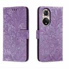 For Honor 50 Lace Flower Embossing Flip Leather Phone Case(Purple) - 1