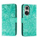 For Honor 50 Lace Flower Embossing Flip Leather Phone Case(Green) - 1