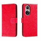 For Honor 50 Lace Flower Embossing Flip Leather Phone Case(Red) - 1