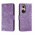 For Honor 50 Pro Lace Flower Embossing Flip Leather Phone Case(Purple) - 1