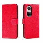 For Honor 50 Pro Lace Flower Embossing Flip Leather Phone Case(Red) - 1