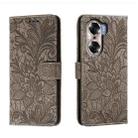 For Honor 60 Lace Flower Embossing Flip Leather Phone Case(Grey) - 1