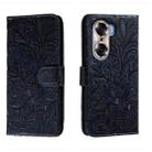 For Honor 60 Lace Flower Embossing Flip Leather Phone Case(Dark Blue) - 1