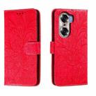 For Honor 60 Lace Flower Embossing Flip Leather Phone Case(Red) - 1