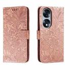 For Honor 70 Lace Flower Embossing Flip Leather Phone Case(Rose Gold) - 1