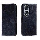 For Honor 70 Lace Flower Embossing Flip Leather Phone Case(Dark Blue) - 1