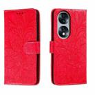 For Honor 70 Lace Flower Embossing Flip Leather Phone Case(Red) - 1