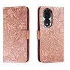 For Honor 80 Lace Flower Embossing Flip Leather Phone Case(Rose Gold) - 1