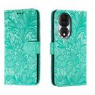 For Honor 80 Lace Flower Embossing Flip Leather Phone Case(Green) - 1