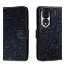 For Honor 80 Lace Flower Embossing Flip Leather Phone Case(Dark Blue) - 1