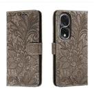 For Honor 80 Pro Lace Flower Embossing Flip Leather Phone Case(Grey) - 1