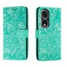 For Honor 80 Pro Lace Flower Embossing Flip Leather Phone Case(Green) - 1