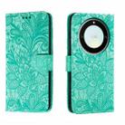 For Honor X40 Lace Flower Embossing Flip Leather Phone Case(Green) - 1