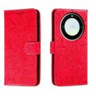 For Honor X40 Lace Flower Embossing Flip Leather Phone Case(Red) - 1