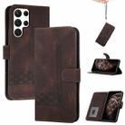 For Samsung Galaxy S23 Ultra 5G Cubic Skin Feel Flip Leather Phone Case(Brown) - 1