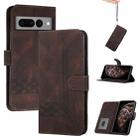 For Google Pixel 7 Pro 5G Cubic Skin Feel Flip Leather Phone Case(Brown) - 1