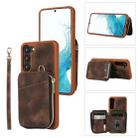 For Samsung Galaxy S23 5G Zipper Card Bag Back Cover Phone Case(Brown) - 1