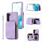 For Samsung Galaxy S23 5G Zipper Card Bag Back Cover Phone Case(Purple) - 1