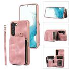 For Samsung Galaxy S23 5G Zipper Card Bag Back Cover Phone Case(Pink) - 1