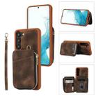 For Samsung Galaxy S23+ 5G Zipper Card Bag Back Cover Phone Case(Brown) - 1