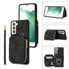 For Samsung Galaxy S22 5G Zipper Card Bag Back Cover Phone Case(Black) - 1