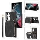 For Samsung Galaxy S22 Ultra 5G Zipper Card Bag Back Cover Phone Case(Black) - 1