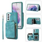 For Samsung Galaxy S21 5G Zipper Card Bag Back Cover Phone Case(Turquoise) - 1