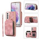 For Samsung Galaxy S21+ 5G Zipper Card Bag Back Cover Phone Case(Pink) - 1