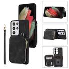 For Samsung Galaxy S21 Ultra 5G Zipper Card Bag Back Cover Phone Case(Black) - 1