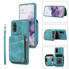 For Samsung Galaxy S20 Zipper Card Bag Back Cover Phone Case(Turquoise) - 1