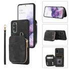 For Samsung Galaxy S20 Zipper Card Bag Back Cover Phone Case(Black) - 1