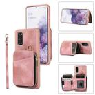 For Samsung Galaxy S20+ Zipper Card Bag Back Cover Phone Case(Pink) - 1